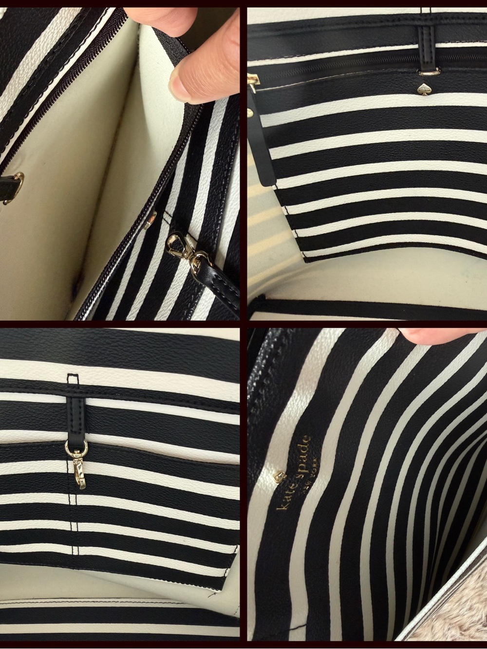 kate spade Black and White Striped Tote - Picture 4 of 16